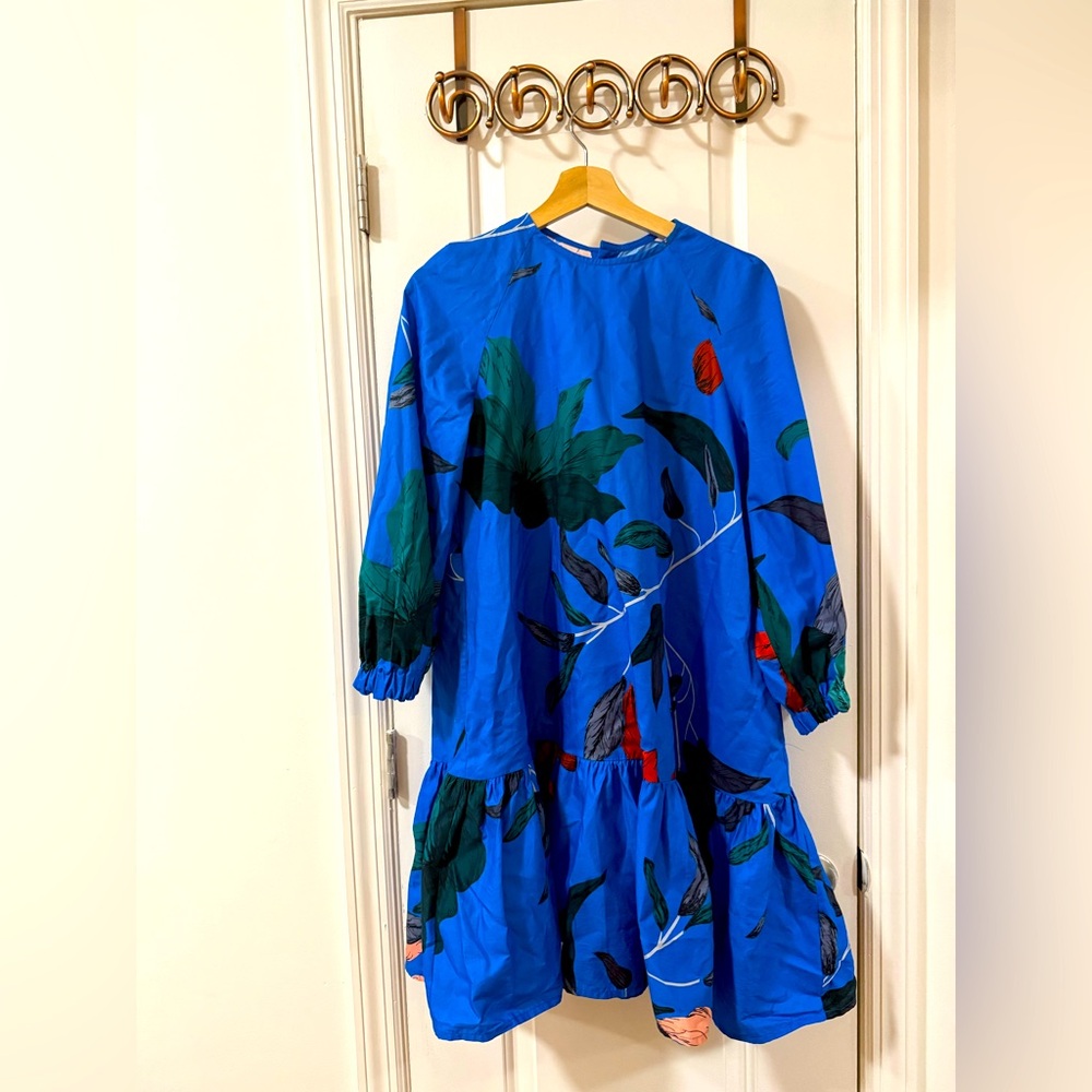 THE KIT. by DANIEL VOSOVIC Women's Size XL Blue Azure Upstate Florals JOJO Dress